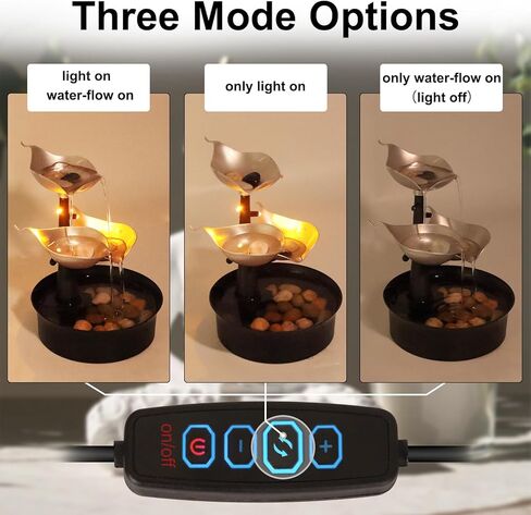 نوافير مياه داخلية، نافورة مياه على سطح الطاولة بثلاث طبقات مع ضوء LED قابل للتعديل، نافورة شلال مكتب صغير لغرفة المعيشة/مكتب زين/ديكور المنزل، بدون جرس، غير ديناميكي in Kuwait