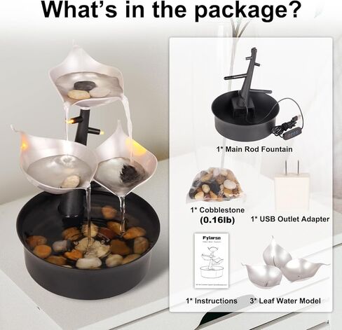 نوافير مياه داخلية، نافورة مياه على سطح الطاولة بثلاث طبقات مع ضوء LED قابل للتعديل، نافورة شلال مكتب صغير لغرفة المعيشة/مكتب زين/ديكور المنزل، بدون جرس، غير ديناميكي in Kuwait