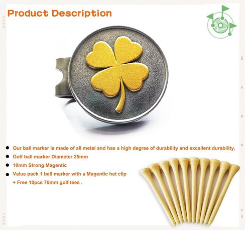 Golf Ball Markers Personlized Logo Enamel with A Strong Magnetic Hat Clips, A Premium Golf Gifts for Men Women Kids,including 4pcs ball markers + 2pcs hat clip in Saudi Arabia