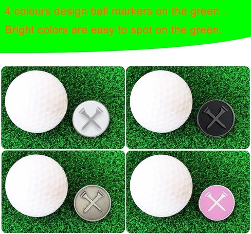Golf Ball Markers Personlized Logo Enamel with A Strong Magnetic Hat Clips, A Premium Golf Gifts for Men Women Kids,including 4pcs ball markers + 2pcs hat clip in Saudi Arabia