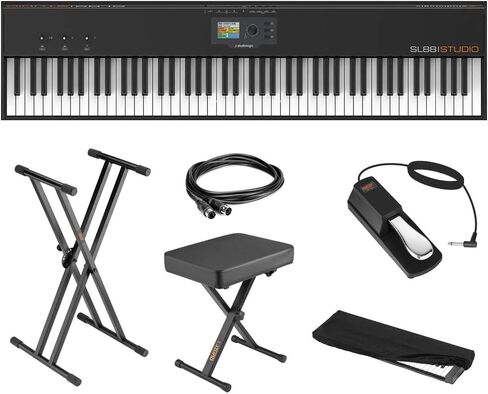 StudioLogic SL88 Studio 88-Key USB/MIDI Keyboard Controller Bundle with Keyboard Stand, Piano Bench, Sustain Pedal, MIDI Cable & Dust Cover in Kuwait