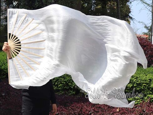 Winged Sirenny Large Single Silk Fan Veil 70"x 45", worship praise Adoration belly dance flag streamer (black-purple-pink) in Saudi Arabia