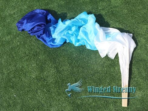 Winged Sirenny Large Single Silk Fan Veil 70"x 45", worship praise Adoration belly dance flag streamer (black-purple-pink) in Saudi Arabia