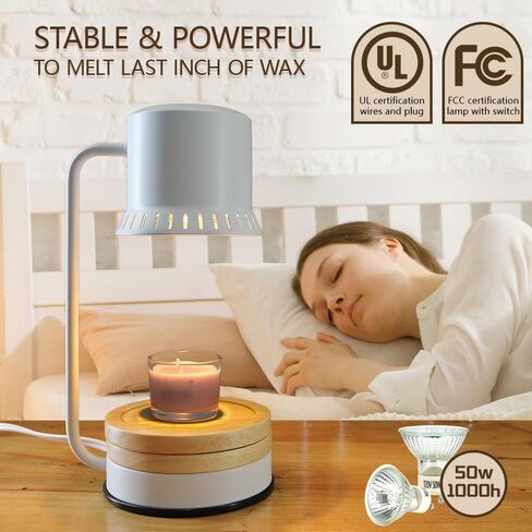 Candle Warmer Lamp with Timer, Candle Lamp Warmer, Lamp Candle Warmer for Jar Candles, Candle Light Warmer, Candle Melting Lamp, Adjustable Candle Warmer Lamp Modern White in Saudi Arabia
