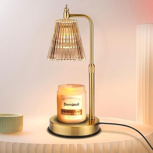 Candle Warmer Lamp with Dimmable Timer, Glass Lampshade Metal Base Adjustable Height, Light Heat Melting Wax Candle Jars, Vintage Home Decor, Gifts for Women Mother's Day Birthday Gift in Saudi Arabia