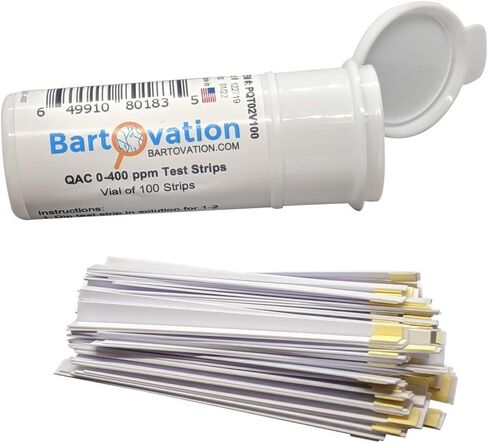 Restaurant Quaternary Ammonium (QAC, Multi Quat) Sanitizer Plastic Test Strips, 0-400 ppm [Vial of 100 Strips] in Saudi Arabia