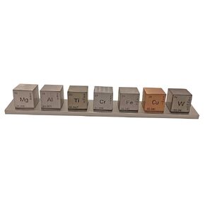 Element 1 Inches Cube Set 7 PCS - Titanium Tungsten Aluminum Copper Iron Chromium Magnesium - with Display (95.0-99.95 Percent Purity TI W Al Cu Fe Cr Mg)