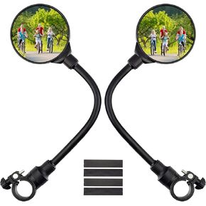 2pcs Bike Mirror, Adjustable Handlebar Rear View Mirrors For Mountain Road Bike Bicycle Electric Motorcycle Black