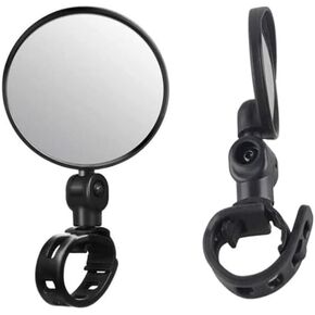 Rotatable Bike Mirror 360°Adjustable Wide Angle Rear View Handlebar Mirror Universal Shockproof Clear Glass Mirror for Adult Mountain Road Bicycle Outdoor Cycling (2 Pack)