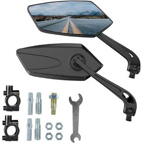 1 Pair Bike Mirrors, Motorcycle Cycling Rearview Mirror, 360 Degree Rotatable Adjustable Wide Angle Safe HD Glass Bicycle Handlebar Mirror Universal for Scooter MTB Road Bike E-Bike Motorcycle, etc