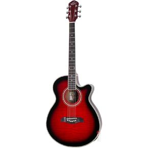 Oscar Schmidt 6 String OG10CE Cutaway Acoustic-Electric Guitar Trans, Right, Flame Transparent Blue (OG10CEFTBL-A)