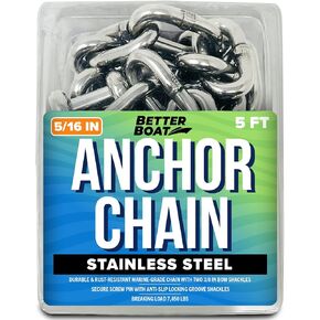 Stainless Steel Anchor Chain, Boat Anchor Chain, Anchor Chains for Boats, Stainless Anchor Chain, Double Boat Anchor Shackle Link Ends Marine Grade Boat Accessories