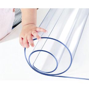 Round 32 Inch Dia Thiken Clear Plastic Table Protector Cover Mat Wipeable Vinyl PVC Circle Table Cover Dining Coffee Table Pad Wood Furniture Protector Eco Tabletop Protective Easy Clean Crystal
