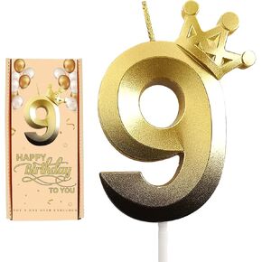 1/2Half Year Six Month Number Birthday Candles for Cake,3.15 Inch Black Gold 3D Design Cake Candles, Happy Birthday Cake Topper Decoration, for Birthday Party Wedding Decoration Reunions Theme Party