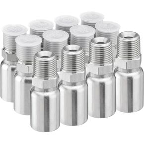 12 Pack 3/8" Hydraulic Hose Fittings, 3/8" I.D. Hose x 3/8" NPTF Male with Protection Cover Hydraulic Hose End Crimp Fitting Kits