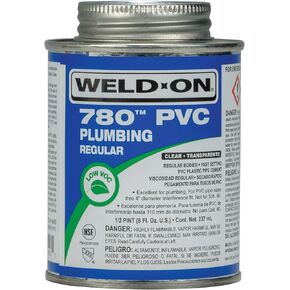 WELD-ON 14004 780 أسمنت مذيب للسباكة عالي القوة من مادة PVC - سريع الإعداد ومنخفض المركبات العضوية المتطايرة، شفاف، 1/4 باينت (4 أونصة سائلة)