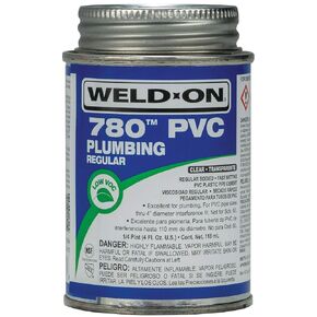 WELD-ON 14004 780 PVC Regular-Bodied High Strength Plumbing Solvent Cement - Fast-Setting and Low-VOC, Clear, 1/4 Pint (4 fl oz)