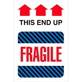 Tape Logic 'This End Up - Fragile' Labels/Stickers, 4' x 6', 500 Labels Per Roll (1 Roll)