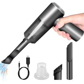 Handheld Car Vacuum Cleaner, Cordless Vacuum Cleaner, Mini Vacuum Cordless with LED Light, Portable Vacuum Cleaner for Home, Office and Car Cleaning (Black)
