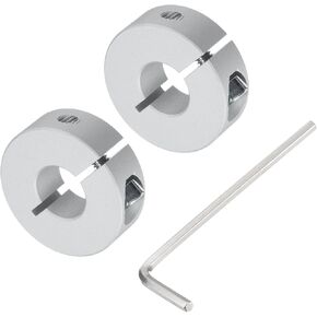 uxcell Single Split Shaft Collar Set for 12mm Shaft, One-Piece 2pcs Clamping Collars 30mm OD, 10mm Thickness, Aluminum Alloy Clamp-On Collar with M4 Set Screws and a Wrench
