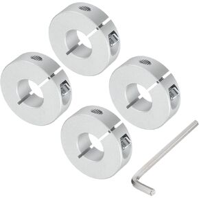 uxcell Single Split Shaft Collar Set for 17mm Shaft, One-Piece 4pcs Clamping Collars 40mm OD, 12mm Thickness, Aluminum Alloy Clamp-On Collar with M5 Set Screws and a Wrench