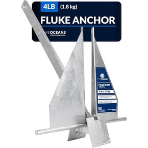 Five Oceans Boat Anchor, Fluke Anchor, Hot Dipped Galvanized Steel Boat Anchors, for Pontoon, Dinghies, Fishing Boats, Bass Boats, Sport Boats, Sportyachts, Sailboats