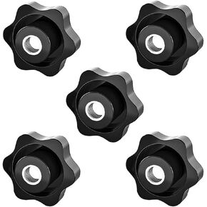 1/4"-20 Inch Female 6-Star Shape Hand Clamping Knob Nylon Hexagon Head Thru Knobs, 5Pcs