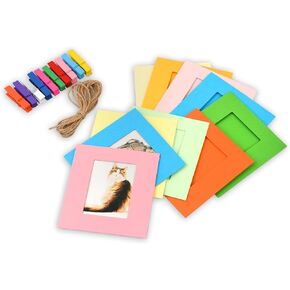 DS. DISTINCTIVE STYLE Pictures Wall Decor Hanging Mini Picture Frame, 10 Pieces Paper 2x3 Frame Compatible with Polaroid, Fujifilm Instax Mini Film (Brown)