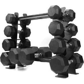 Rubber Dumbbell stand – Dumbbell Storage rack, Perfect For 5-30 lbs Set – 2 Tiers & 2 Vertical Slots With Protective Inserts – Compact & Versatile Design, Max. Weight 400 lbs.