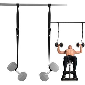 Dumbbell Spotter Straps Barbell Rack Attachment for Chest Bench Press Hanging Dumbbells Safety Hanger Straps