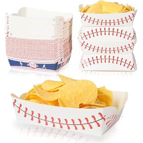 60 Pack Baseball Food Trays for Party Disposable Nacho Trays Baseball Party Decorations Favors Hotdog Trays Disposable Plates Party Snack Tray for Birthday Party Supplies