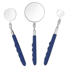 3 Pieces Telescoping Inspection Mirror, Mechanics Mirror Tool with Long Handle, Stainless Steel Round Extendable Mirror for Technicians Mechanics Contractors Checking Observation