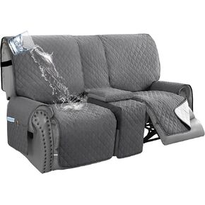H.VERSAILTEX 100% Waterproof Loveseat Recliner Couch Cover with Console Thick Soft Loveseat Reclining Sofa Covers Washable for Kids, Dogs, Pets(Recliner Loveseat with Console, Chocolate)