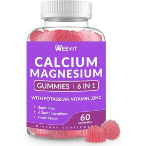 Sugar Free Calcium Gummies Supplement 600mg, Calcium Magnesium Zinc Gummies with Vitamin D3, Potassium, High Absorption Calcium Gummy for Bone, Teeth & Muscle
