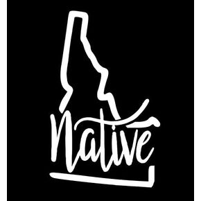 Idaho Native Vinyl Decal | White | Made in USA by Foxtail Decals | for Car Windows, Tablets, Laptops, Water Bottles, etc. | 2.8 x 4.5 inch