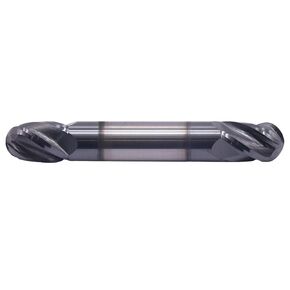 High Performance Solid Carbide Ball Nose End Mill - Double End - AlTiN Coated, 4 Flute, 30 Degree Helix, 3/8" Cutting diameter, 3/8" Shank diameter, 9/16" Length of Cut, 2-1/2" Overall Length
