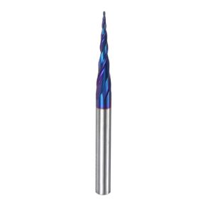 uxcell Tapered Ball Nose End Mill CNC Router Bit, 0.5mm Radius 1/4" Shank Solid Carbide Coated Upcut Spiral 2 Flutes Cutter Milling Tool, 1mm Dia 3" Total Length