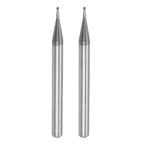 uxcell 2pcs Ball Nose End Mills CNC Router Bits, 0.5mm (5/256") Radius Solid Carbide AlTiN Coated 2 Flutes HRC45 1mm (5/128") Diameter 4mm (5/32") Shank Cutter Milling Tools