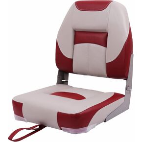 Deckpro Deluxe Low Back Boat Seat, Fold-Down Fishing Boat Seat Gray/Charcoal/Blue