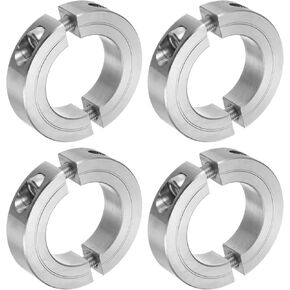 uxcell 4pcs Double Split Clamp-On Shaft Collar for 1-3/8" Shaft, Two-Piece Clamping Collar, 2-1/4" OD, 9/16" Thick, 304 Stainless Steel Axle Collar Clamp, Set Screw Style
