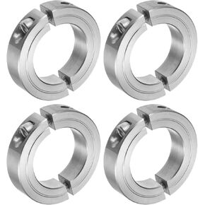 uxcell 4pcs Double Split Clamp-On Shaft Collar for 1-1/2" Shaft, Two-Piece Clamping Collar, 2-3/8" OD, 9/16" Thick, 304 Stainless Steel Axle Collar Clamp, Set Screw Style