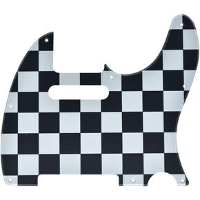 KAISH Black/White Grid 8 Hole Tele Style Guitar Pickguard TL Pick Guard with Pickup Mounting Screw Holes for Tele/Telecaster