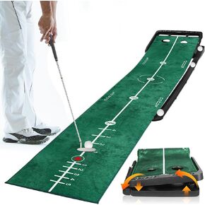 Slope Adjustable Golf Putting Green Indoor Putting Matt Golf Practice Training Equipment Putting Mat with 1/2 Hole Training Ball Return for Mini Games & Practicing at Home Office - Golf Accessories in Saudi Arabia