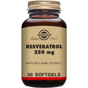 Solgar Resveratrol with Red Wine Extract, 250 mg, 30 Softgels - Antioxidant Protection - Immune Support - Red Wine Polyphenol - Non-GMO, Gluten Free, Dairy Free - 30 Servings