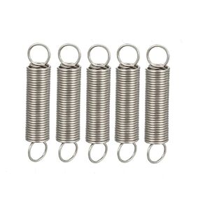 uxcell Extended Tension Spring Wire Diameter 0.02" , OD 0.2" , Free Length 0.98" Stainless Steel Small Dual Hook Tension Spring for Machinery Construction Industrial 5pcs