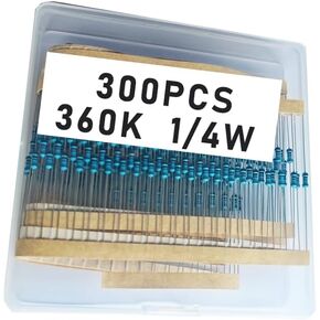 360K 1/4W, 360K 1/4W, 360K ohm, 360K 1/4W, 360Kresistor, 360K ohm resistor, 360K ohm Metal resistor, 360K Metal Film resistors 1/4w(0.25w) 1% tolerance 0.01 MF Metal Film Fixed Resistor 300 pcs