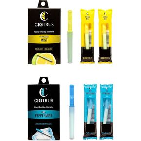 Smokeless Air Inhaler - Smoking Alternative | Tobacco-Free, Nicotine-Free, & Non-Electric | Oral Fixation Relief - Quit Smoking Aid & Stop Vaping Aid | ICY Peppermint & Lemon Lime- 3 Pack Each