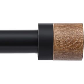 Wood Curtain Rods for Windows 72 to 144 Inches(6-12ft),1 inch Adjustable Window Curtain Rods with Imitation Wood Grain Finials,Heavy Duty Decorative Drapery Rod for Bedroom,Kitchen and patio