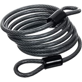 BRINKS - 6 ft x 1/4" Flexible Steel Loop Cable - Heavy Duty Vinyl Wrap for Corrosion Protection, Gray