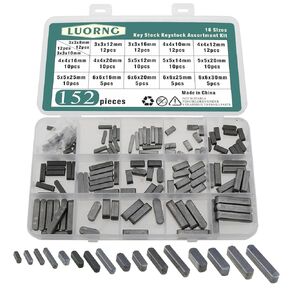 152PCS Double Round Head Flat Keyed Pin Assortment Set Keyway Combination Parallel Key Dark Grey 45 Carbon Steel Flat Keyed Pin Suitable for Automotive Repair and Mechanical Assembly